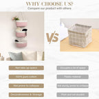 TeoKJ Over the Door Hanging Storage Basket 3 Tier Wall Organizer White&Pink