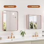 Kosmonia 20x16 Inch Bathroom Vanity Mirror Brushed Rose Gold