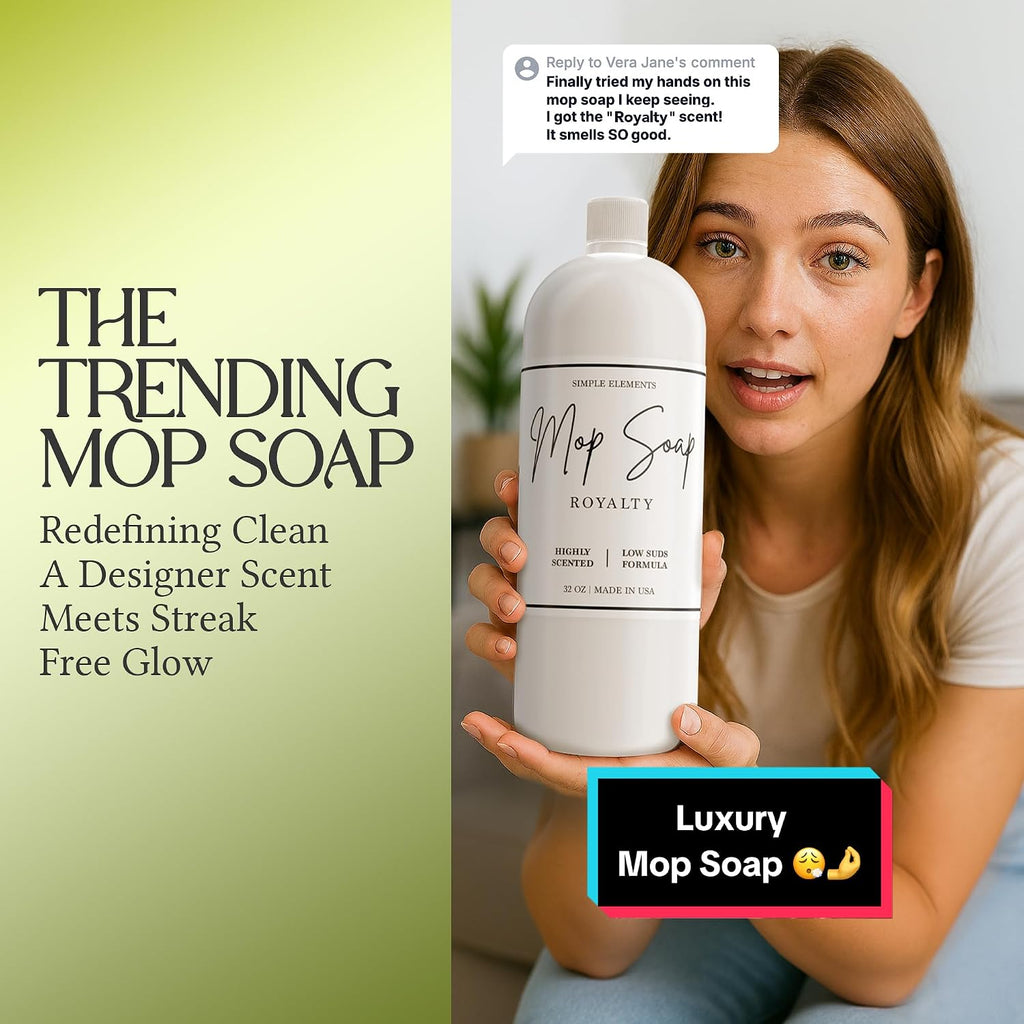 Mop Soap Highly Scented Fragrance, Long Lasting Luxury Floor Cleaner for Hardwood, Tile, Laminate & Stone, Low Suds No Residue Formula, All Mop Types, Made in USA, 32oz Royalty Fragrance