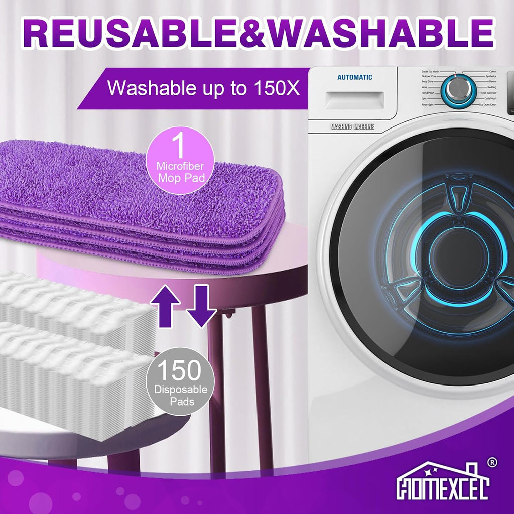 HOMEXCEL Microfiber Mop Pads 8 Pack for Swiffer PowerMop 13"-15" Washable