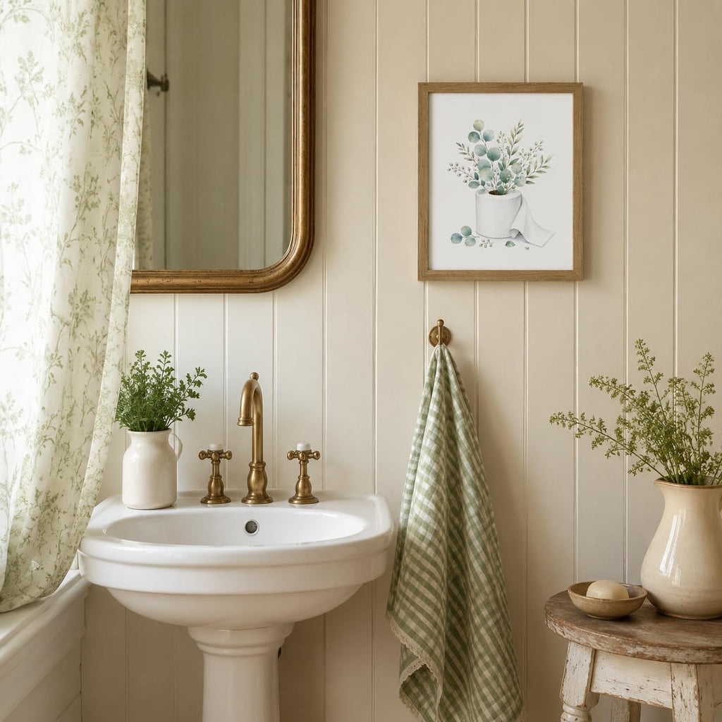 Eucalyptus Bathroom Wall Decor, Wood Framed Botanical Wall Art 8x10 Inch