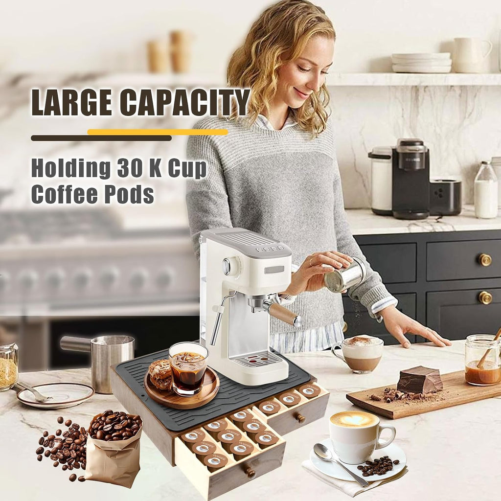 Coffee Pod Holder Storage Wooden Organizer for Countertop (30 Pods)