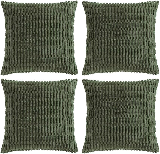 Fancy Homi 4 Packs Boho Olive Green Decorative Throw Pillow Covers 16x16 Inch by Fancy+Homi