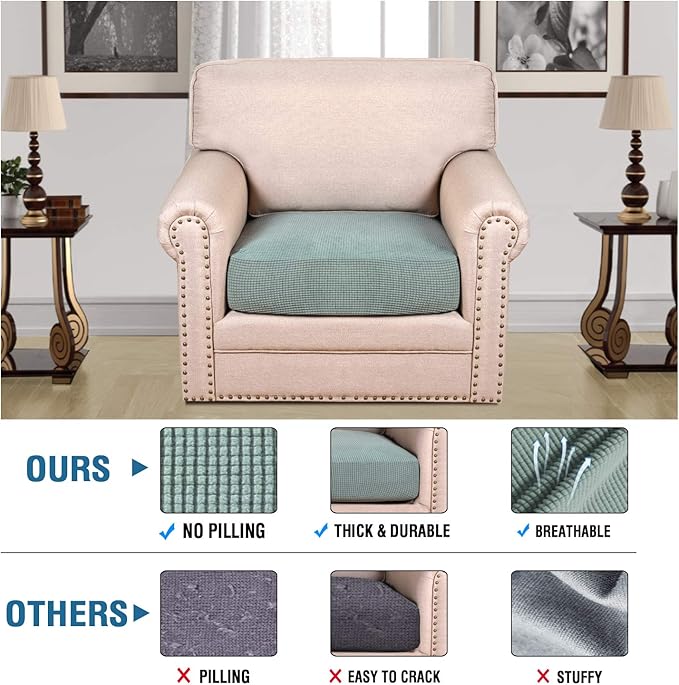 H.VERSAILTEX High Stretch Individual Seat Cushion Covers Sofa Slipcovers Couch - Image 2
