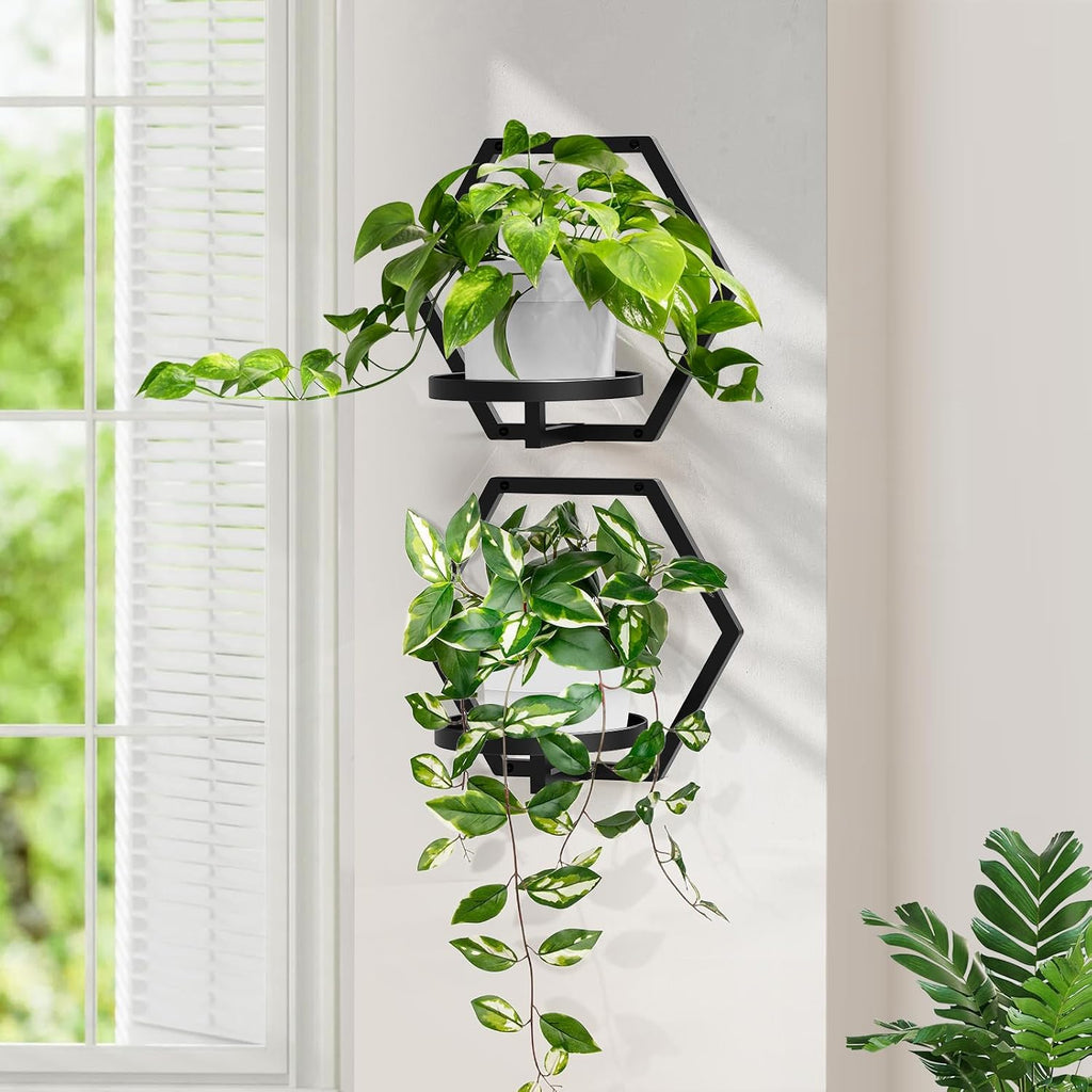 3Pcs Floating Wall Shelves Plant Holders, 7.9inch Wall Mounted Plant Stand
