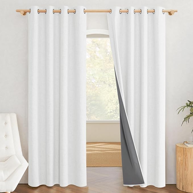 NICETOWN 100% Absolutely Blackout Linen Curtains - Image 2