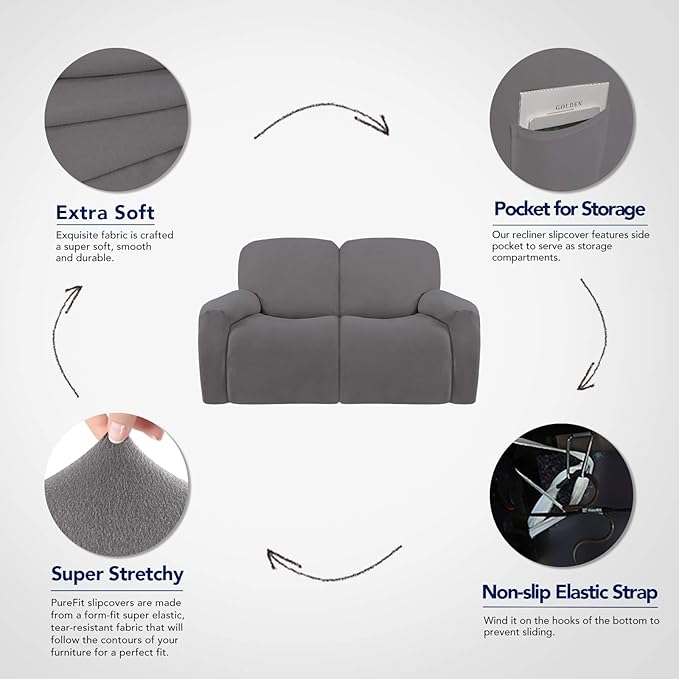 PureFit Super Stretch Loveseat Recliner Sofa Couch Cover - Image 3