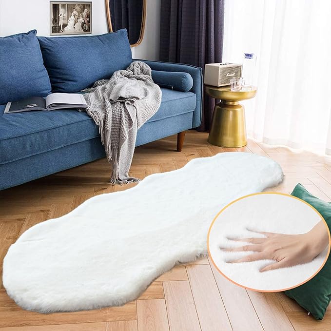 ORINOVA White Faux Bunny Fuzzy Fur Rugs - Image 3