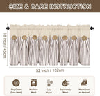 ASPMIZ Farmhouse Valances for Windows, Boho Kitchen Valances Curtains with Rustic Buttons, Brown Striped Window Valance for Living Room, Cotton Linen Valance for Bathroom, 52 x 18 Inches