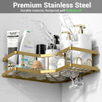 AKTECKE Corner Shower Caddy Bathroom Organizer: Adhesive Shower Rack Bathtub Shelves - 3Pack No Drilling Shower Shelf - Stainless Steel Organizer
