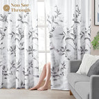 HOMEIDEAS Grey and White Semi Sheer Curtains, 84 Inches Long Light Filtering - Image 2