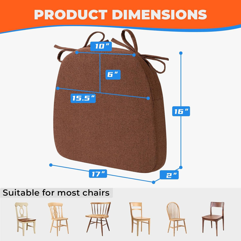 Sunsleek Chair Cushions for Dining Chairs D-Shaped Seat Cushions Chair Pads