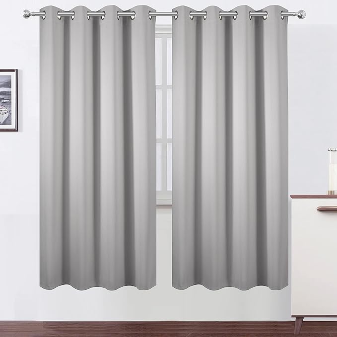 LEMOMO Light Grey Thermal Blackout Curtains/52 x 72 Inch/Set of 2 Panels Room by Lemomo