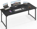 Huuger Computer Desk, 55 Inch Home Office Desk, Gaming Writing Work from Home Study Desk, Large Legroom, Sturdy Metal Frame, Modern Simple, Black