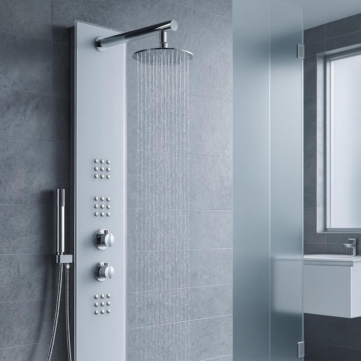 ANZZI Shower Panel 64"", Veld Series, Body Massage 2 Jetted Shower Panel