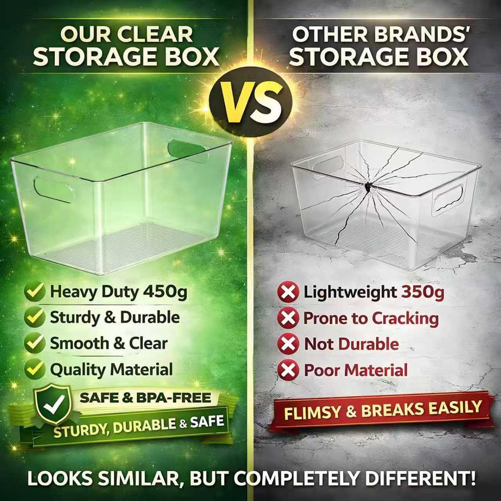 6 Pack Clear Plastic Storage Bins, Kitchen&Pantry Organizer Large