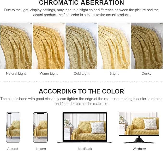 BOURINA Mustard Throw Blanket 50 x90 Inches Throw Textured Solid Soft Sofa - Image 6