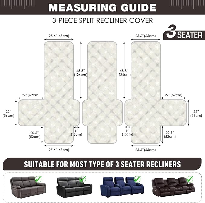 TAOCOCO 100% Waterproof Recliner Sofa Cover, Non Slip Split Couch Covers - Image 2