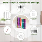 Malldii 9.5" Large Acrylic Straw Holder for Cabinet Door - Adjustable Reusable Straw Organizer Storage, Small Kitchen Accessories Container, Ultra Sticky Cupboard Door Mounted (Transparent)