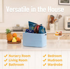 4 Pack Storage Baskets for Organizing Toys, Towels, and Clothes, Woven Basket for Shelves, Sturdy Nursery Cube Bins for Storage, 13''L x9''W x7.8''H, Blue