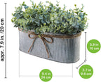 Winlyn Artificial Eucalyptus Arrangement in Rustic Oval Galvanized Metal Planter Box Faux Eucalyptus Bush Greenery Potted Plants for Farmhouse Indoor Home Office Table Centerpiece Kitchen Décor