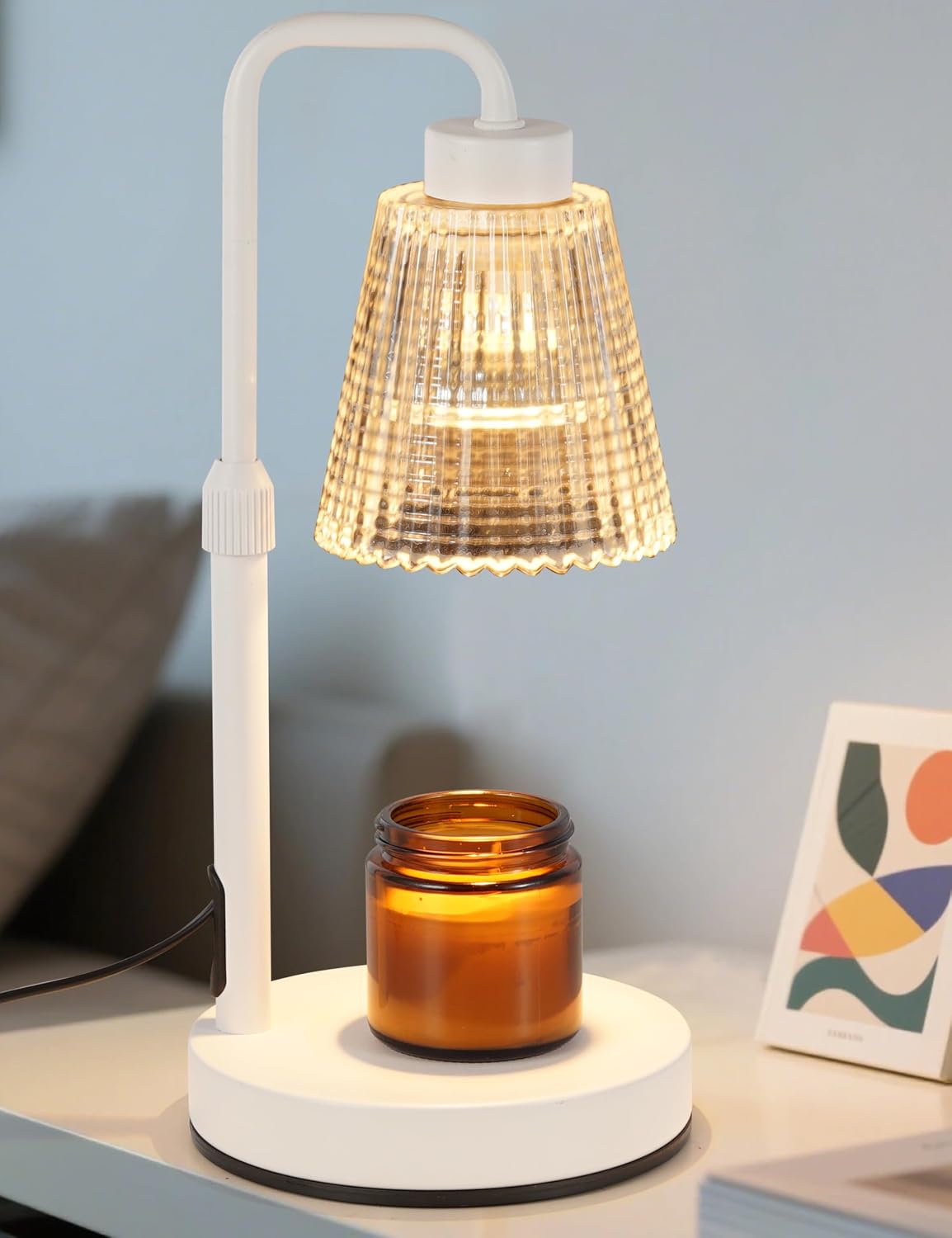 Marble Candle Warmer Lamp White with Cycle Timer, Dimmable Wax Melt Warmer