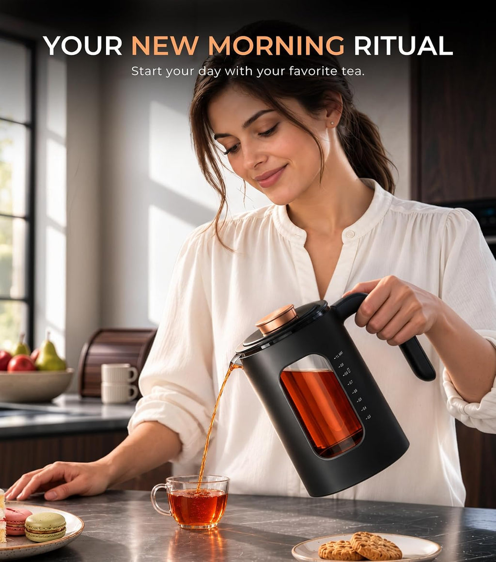 Epeios Electric Tea Kettle with Infuser,1℉ Temperature Control,1L,Dark Gray