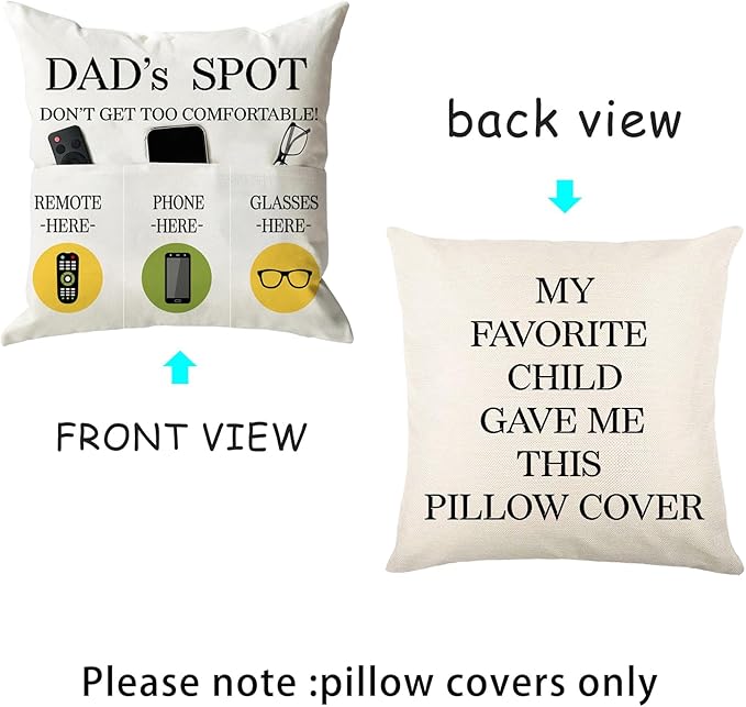 ONFAON Father's Day Throw Pillow Case, Dad's Spot Throw Pillow Covers 18 x 18 - Image 4