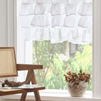 jinchan Ruffled Valance Curtain Shabbychic Farmhouse 18 Inch 1 Panel White