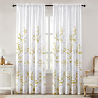 HOMEIDEAS Non-See-Through Gold and White Privacy Sheer Curtains 52 X 96 Inches by HOMEIDEAS