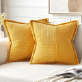 MIULEE Golden Yellow Corduroy Pillow Covers 20x20 Inch by MIULEE