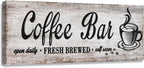 Rustic Wood Grain Coffee Station，Retro Coffee Bar Signs for Kitchen 6x17