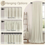 Cream Beige Blackout Curtains 90 Inches Long Thick Linen Patio Curtains - Image 6