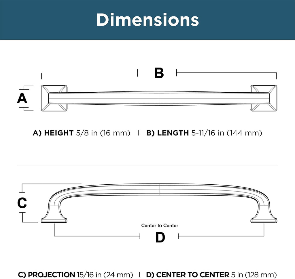 Franklin Brass (10-Pack) – Champagne Bronze Cabinet Handles, 5-1/16 Inch Hole Center, Pulls for Drawers, Kitchen Cabinet Door, Dressers | Lombard