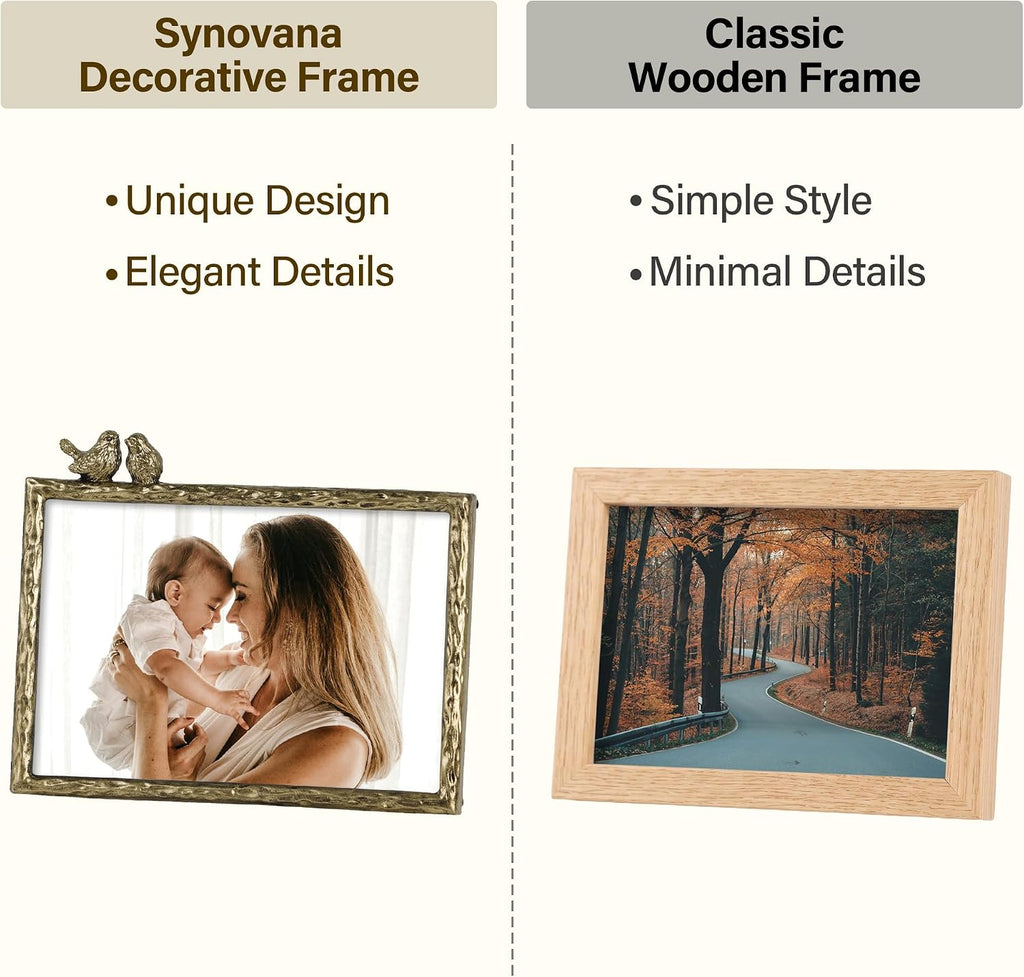 4x6 Antique Gold LoveBirds Picture Frame, Horizontal