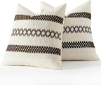 MIULEE Set of 2 Dark Brown Boho Decorative Pillow Covers 20x20 Inch Farmhouse - Image 7