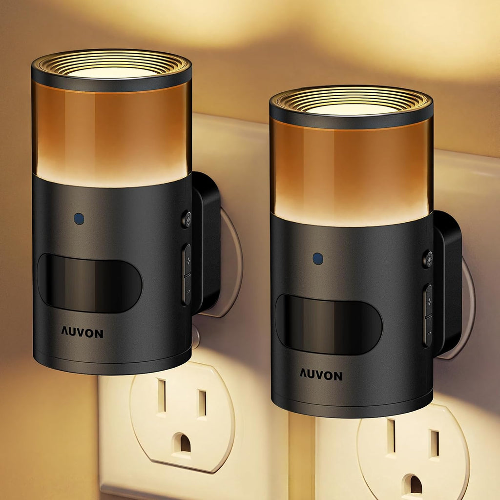 AUVON Plug in Night Light with Gradient Glow, Motion & Dusk to Dawn Sensor