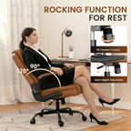 GTPLAYER PU Leather Office Chair, Memory Foam Cushion Desk Chair, Brown