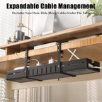 Under Desk Cable Management Tray, Expandable 25.5"- 42.5" Cable Organizer