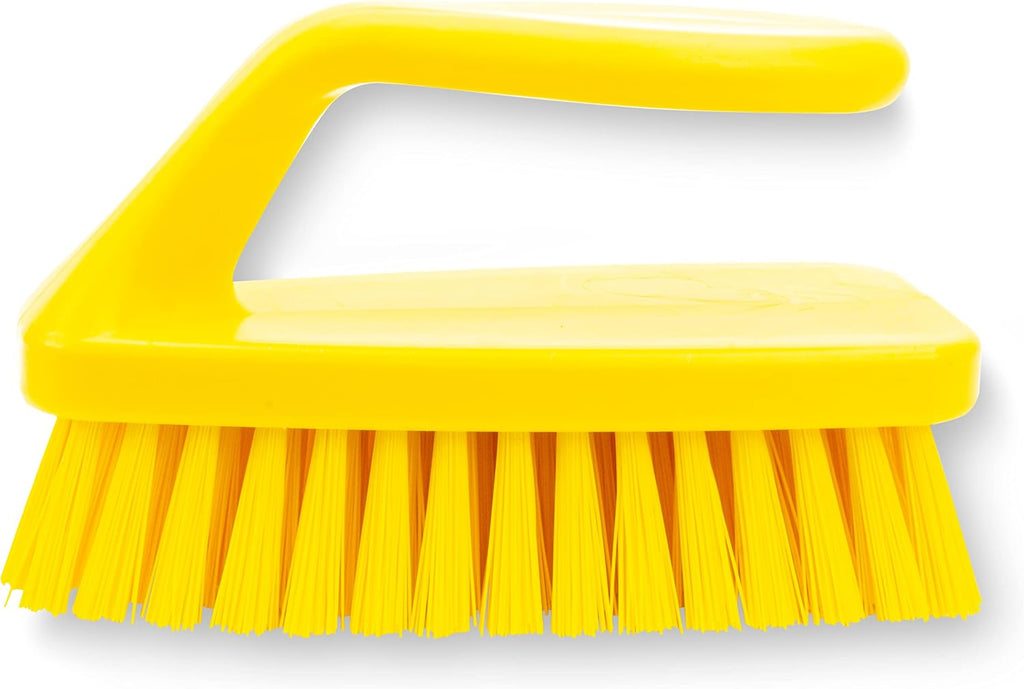SPARTA Scrub Brush with Iron Shaped Handle and Stiff Bristles, Heavy Duty Scrubber Brush for Kitchen, Bathroom, Shower, Tile, Sink, Carpet and Bakepans, Polypropylene, 6 Inches, Green