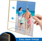 8x10 Gold Picture Frames, Clear Frameless Picture Frames, 6 Pack Acrylic Self Standing Photo Frames for Wedding Table Numbers, Restaurant Signs, Photos and Art Display