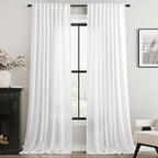 Extra Long White Curtain 120 inches Long 2 Panels Set Back Tab Light Filtering by Jolilight