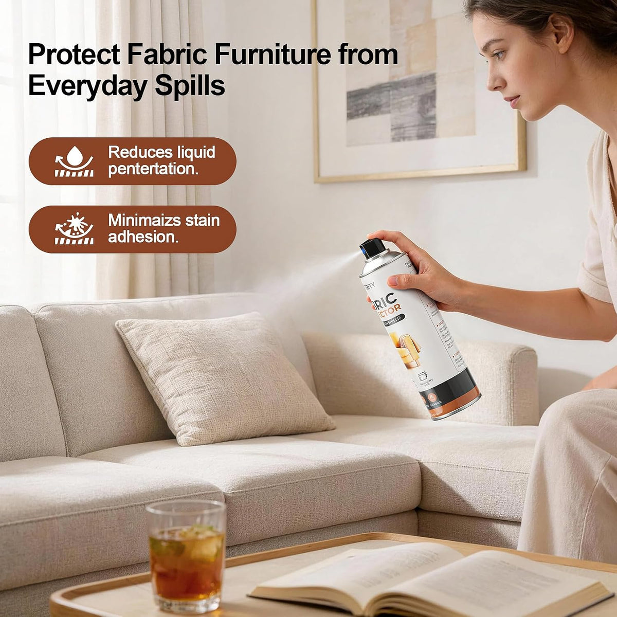 Waterproof Fabric Protector Spray: 12.8oz Water & Stain Repellent