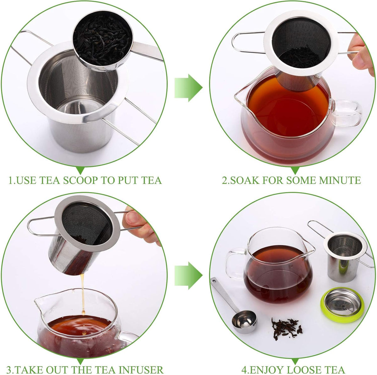 Patelai 2 Pcs Tea Infusers with Scoop Tea Infusers for Loose Teas