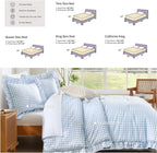 Andency Blue Gingham Ruffle Comforter Queen, 3 Pieces Vintage Bedding