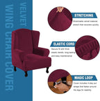 H.VERSAILTEX Wingback Chair Covers Velvet Plush Wing Chair Slipcover 1 Piece - Image 2
