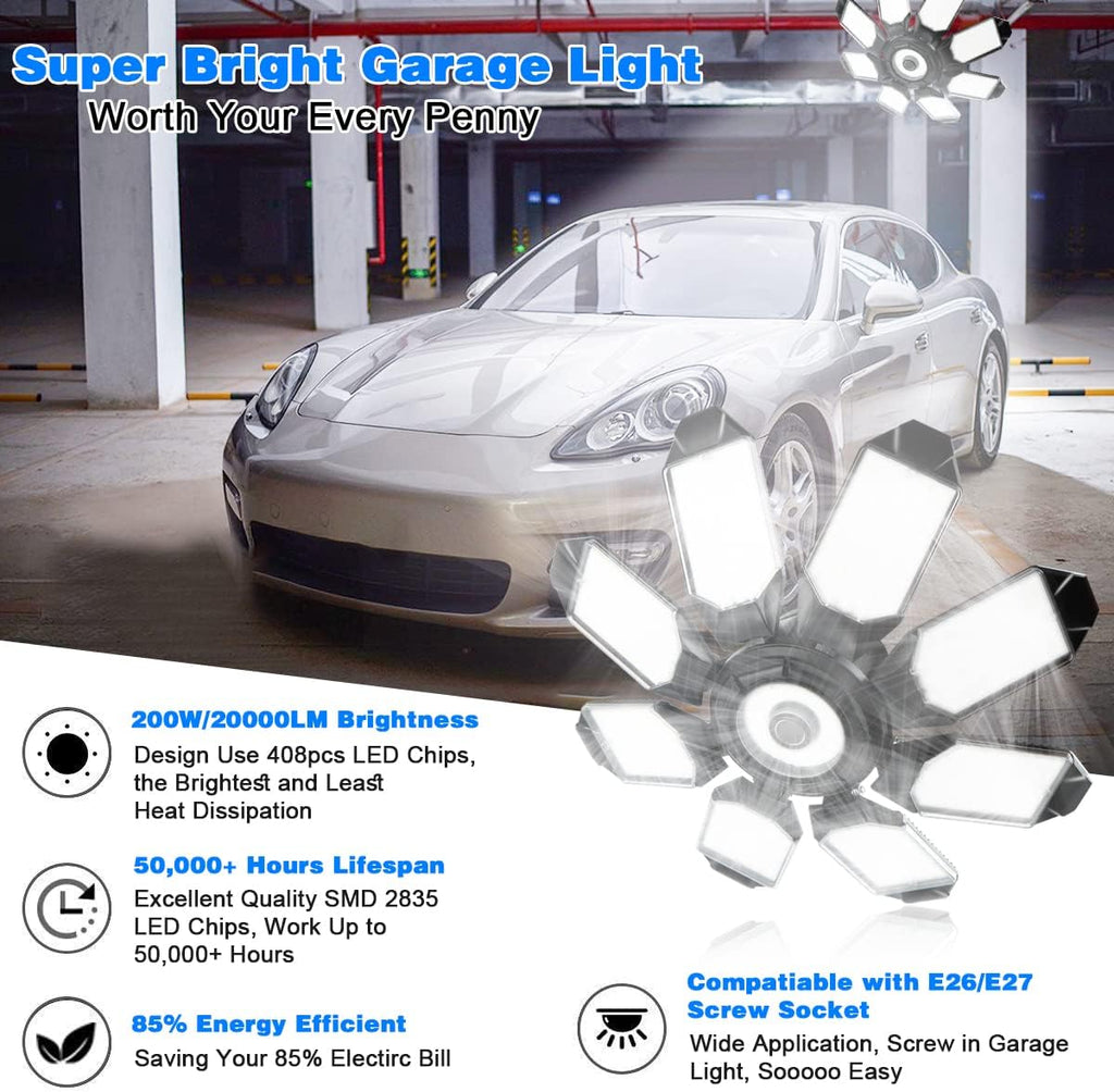 Garage Lights - Ultra Brighter 40,000LM Garage LED 6500K Daylight