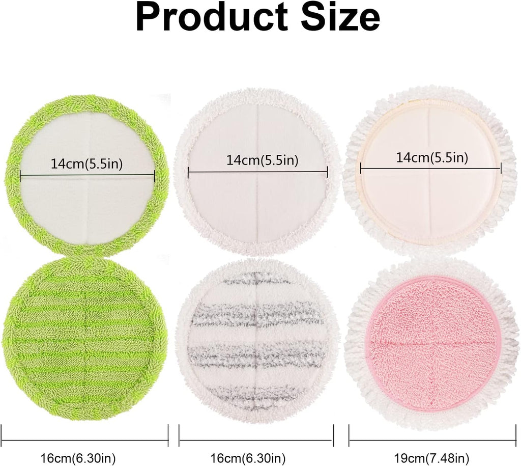 Cordless Electric Mop Pads, 6.3in Spin Mop Pads Compatible with vmai/alfabot/devoac/idoo/eous/verazon/kojeo Cordless Electric Mop, Round Mop Replacement Pads for Floor Cleaning(8 Pack)
