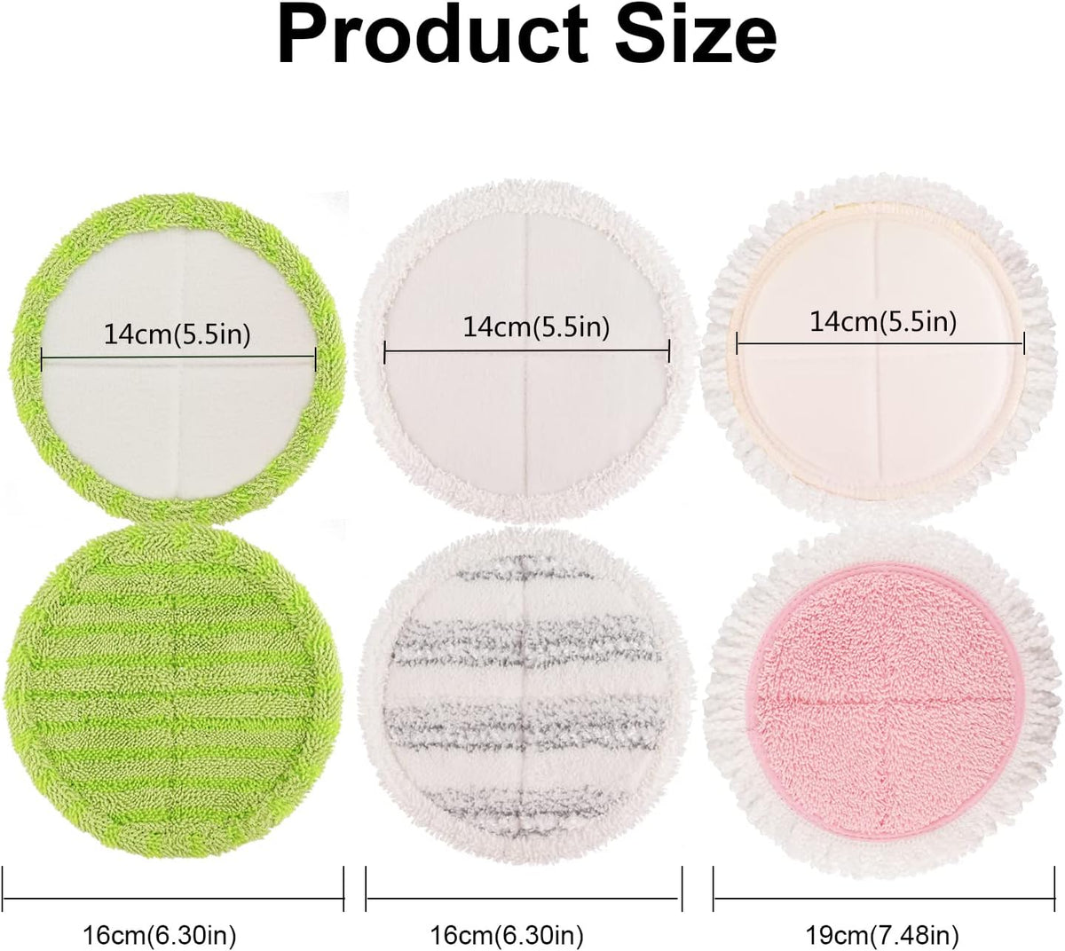 Cordless Electric Mop Pads, 6.3in Spin Mop Pads Compatible with vmai/alfabot/devoac/idoo/eous/verazon/kojeo Cordless Electric Mop, Round Mop Replacement Pads for Floor Cleaning(8 Pack)