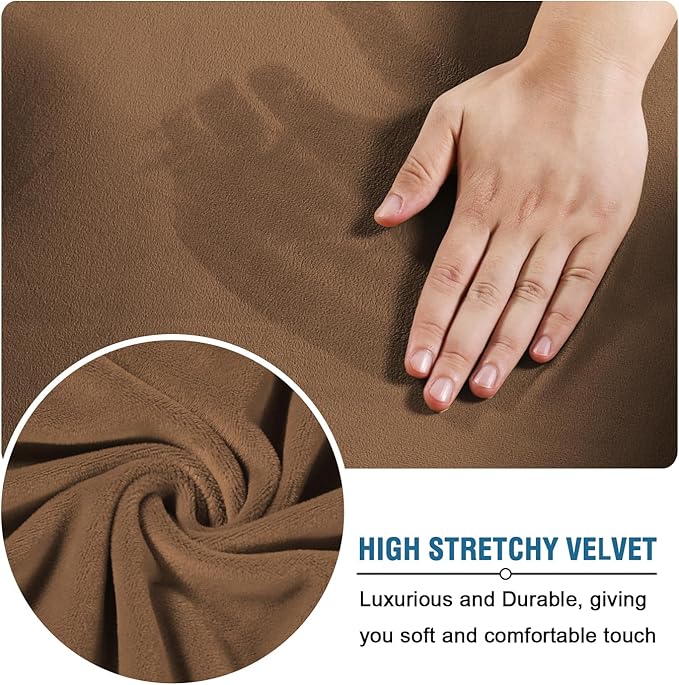 H.VERSAILTEX Velvet 4 Piece High Stretch Sofa Slipcover Cover Furniture - Image 4